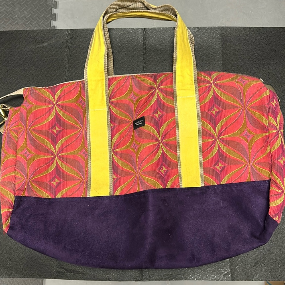 Overnight duffle, Madison Handbags, purple, red, shoulder strap
